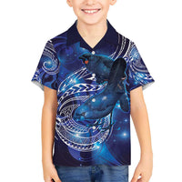 North Island Kokako and South Island Kokako Hawaiian Shirt New Zealand Native Bird with Galaxy Vibe LT9 - Polynesian Pride
