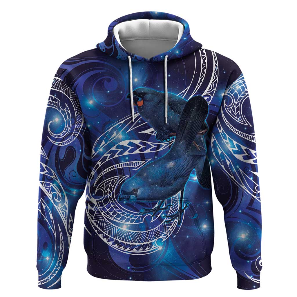 North Island Kokako and South Island Kokako Hoodie New Zealand Native Bird with Galaxy Vibe LT9 Pullover Hoodie Galaxy - Polynesian Pride