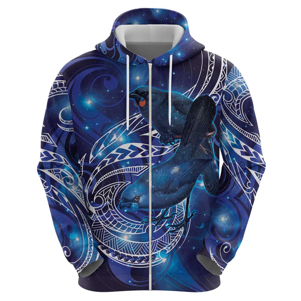 North Island Kokako and South Island Kokako Hoodie New Zealand Native Bird with Galaxy Vibe LT9 - Polynesian Pride