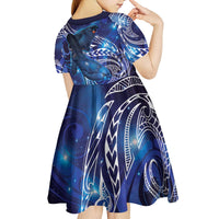 North Island Kokako and South Island Kokako Kid Short Sleeve Dress New Zealand Native Bird with Galaxy Vibe LT9 - Polynesian Pride