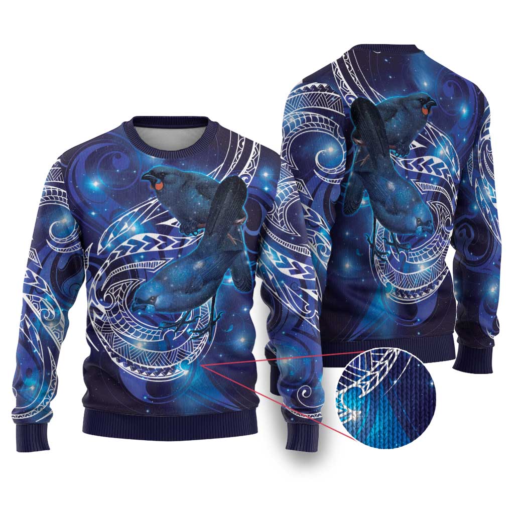 North Island Kokako and South Island Kokako Ugly Christmas Sweater New Zealand Native Bird with Galaxy Vibe LT9 Galaxy - Polynesian Pride