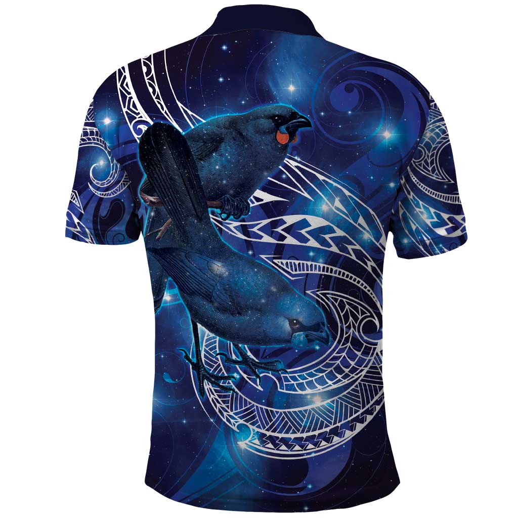 North Island Kokako and South Island Kokako Polo Shirt New Zealand Native Bird with Galaxy Vibe LT9 - Polynesian Pride