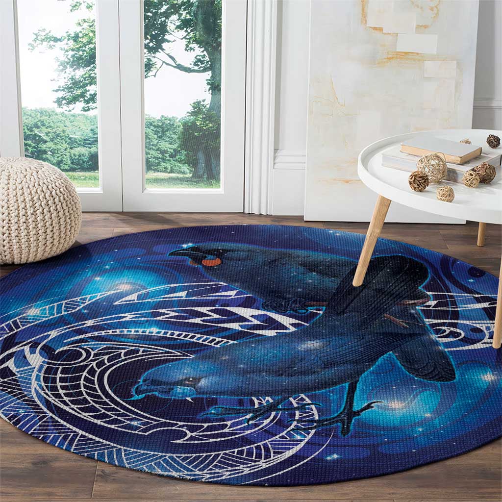 North Island Kokako and South Island Kokako Round Carpet New Zealand Native Bird with Galaxy Vibe LT9 - Polynesian Pride