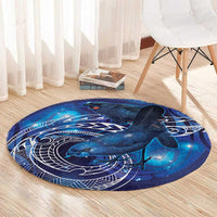 North Island Kokako and South Island Kokako Round Carpet New Zealand Native Bird with Galaxy Vibe LT9 - Polynesian Pride