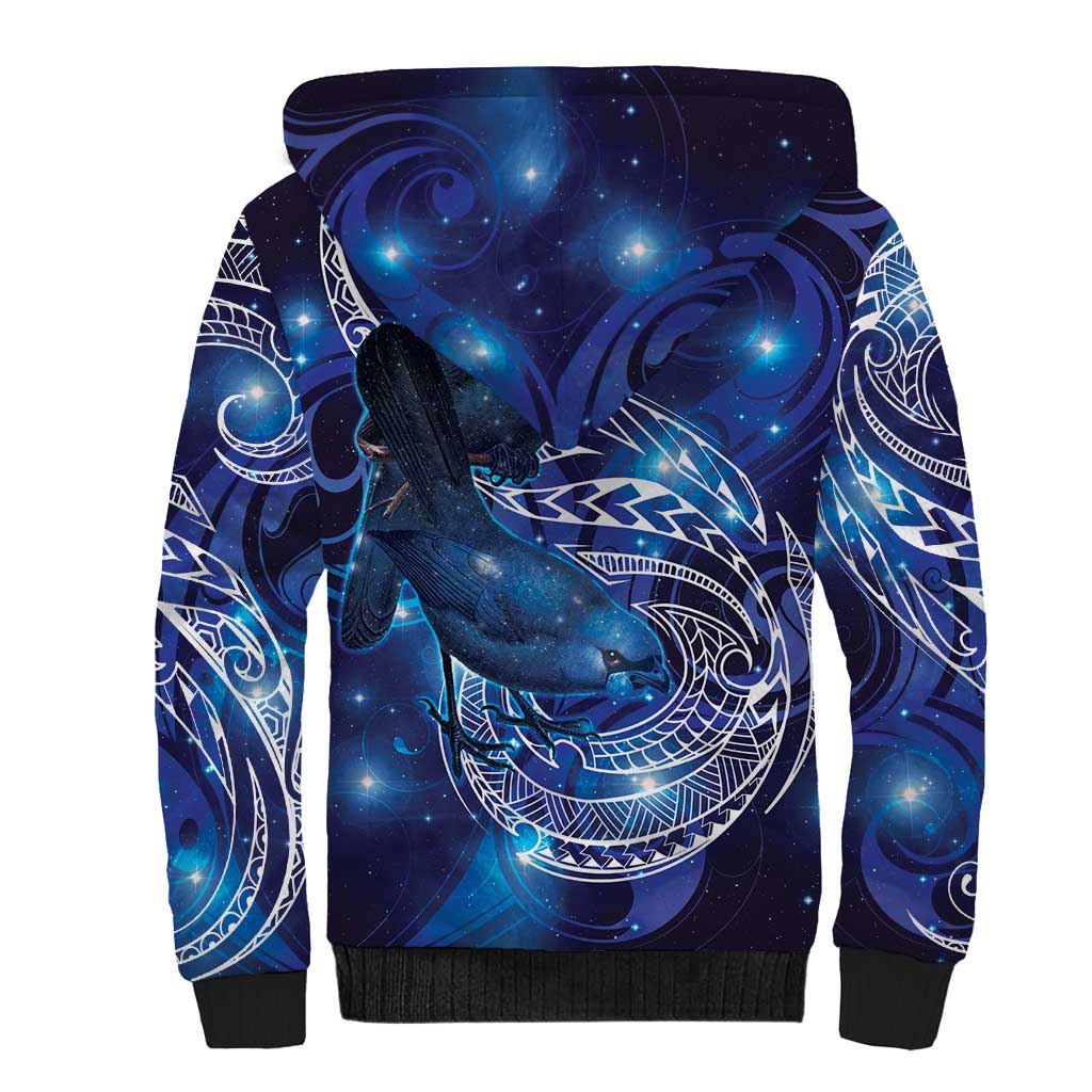 North Island Kokako and South Island Kokako Sherpa Hoodie New Zealand Native Bird with Galaxy Vibe LT9 - Polynesian Pride