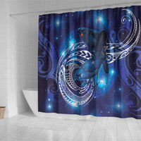 North Island Kokako and South Island Kokako Shower Curtain New Zealand Native Bird with Galaxy Vibe LT9 - Polynesian Pride