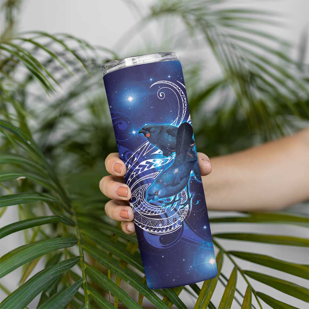 North Island Kokako and South Island Kokako Skinny Tumbler New Zealand Native Bird with Galaxy Vibe LT9 - Polynesian Pride