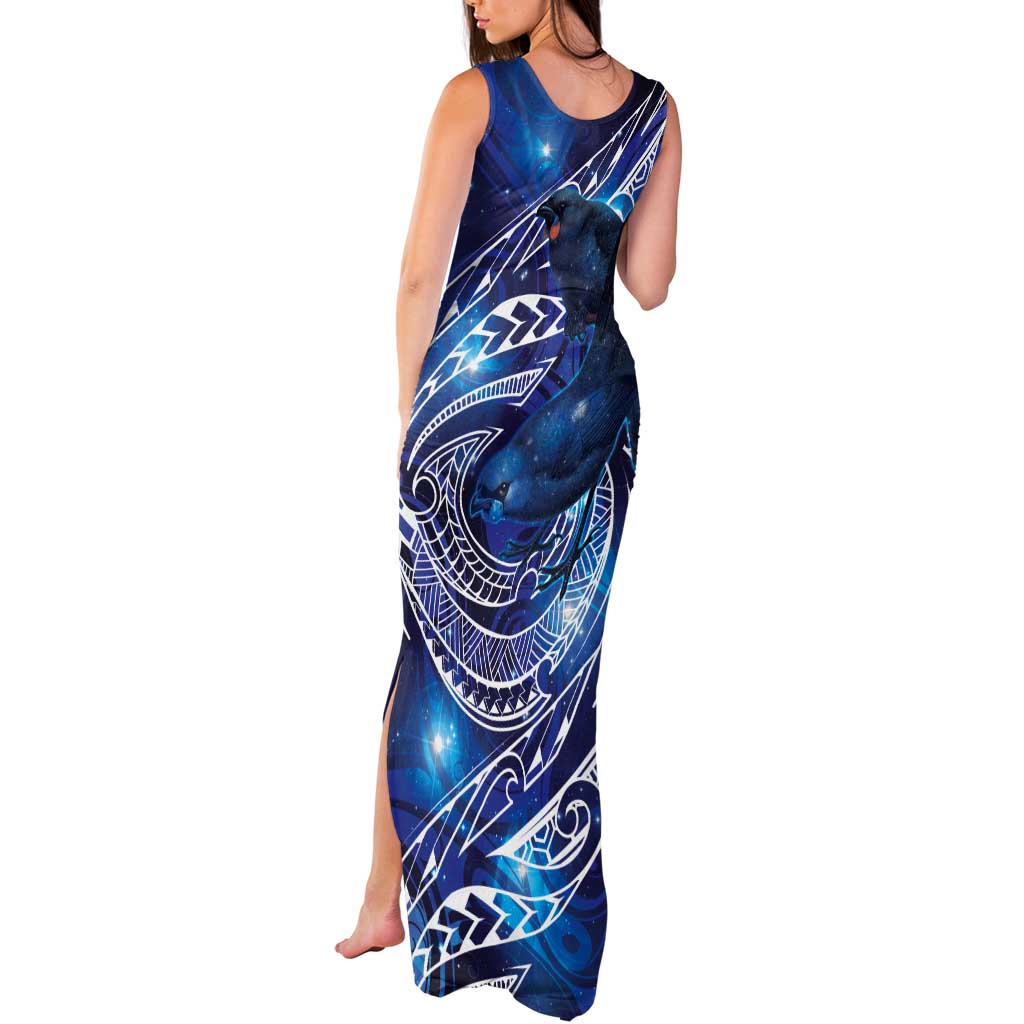 North Island Kokako and South Island Kokako Tank Maxi Dress New Zealand Native Bird with Galaxy Vibe LT9 - Polynesian Pride