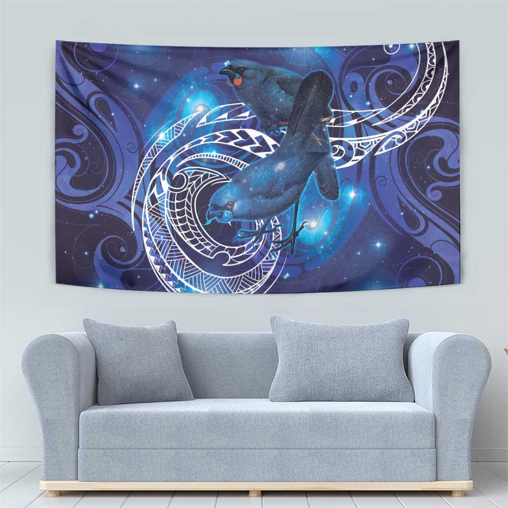 North Island Kokako and South Island Kokako Tapestry New Zealand Native Bird with Galaxy Vibe LT9 - Polynesian Pride