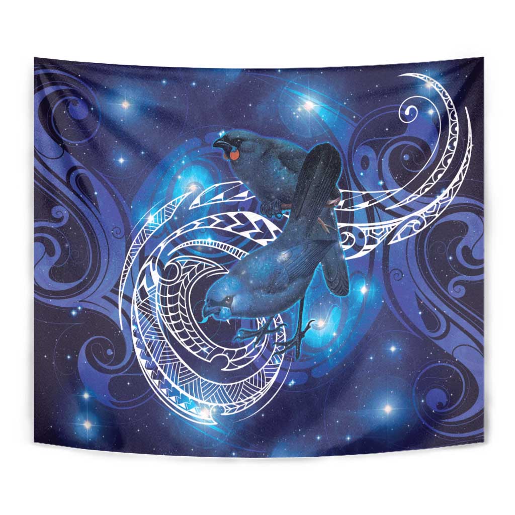 North Island Kokako and South Island Kokako Tapestry New Zealand Native Bird with Galaxy Vibe LT9 - Polynesian Pride