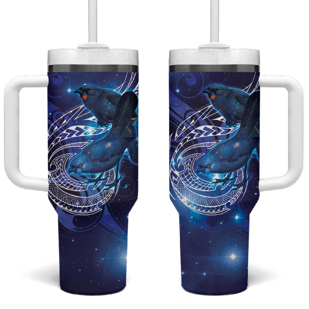 North Island Kokako and South Island Kokako Tumbler With Handle New Zealand Native Bird with Galaxy Vibe LT9 One Size: 40 oz Galaxy - Polynesian Pride