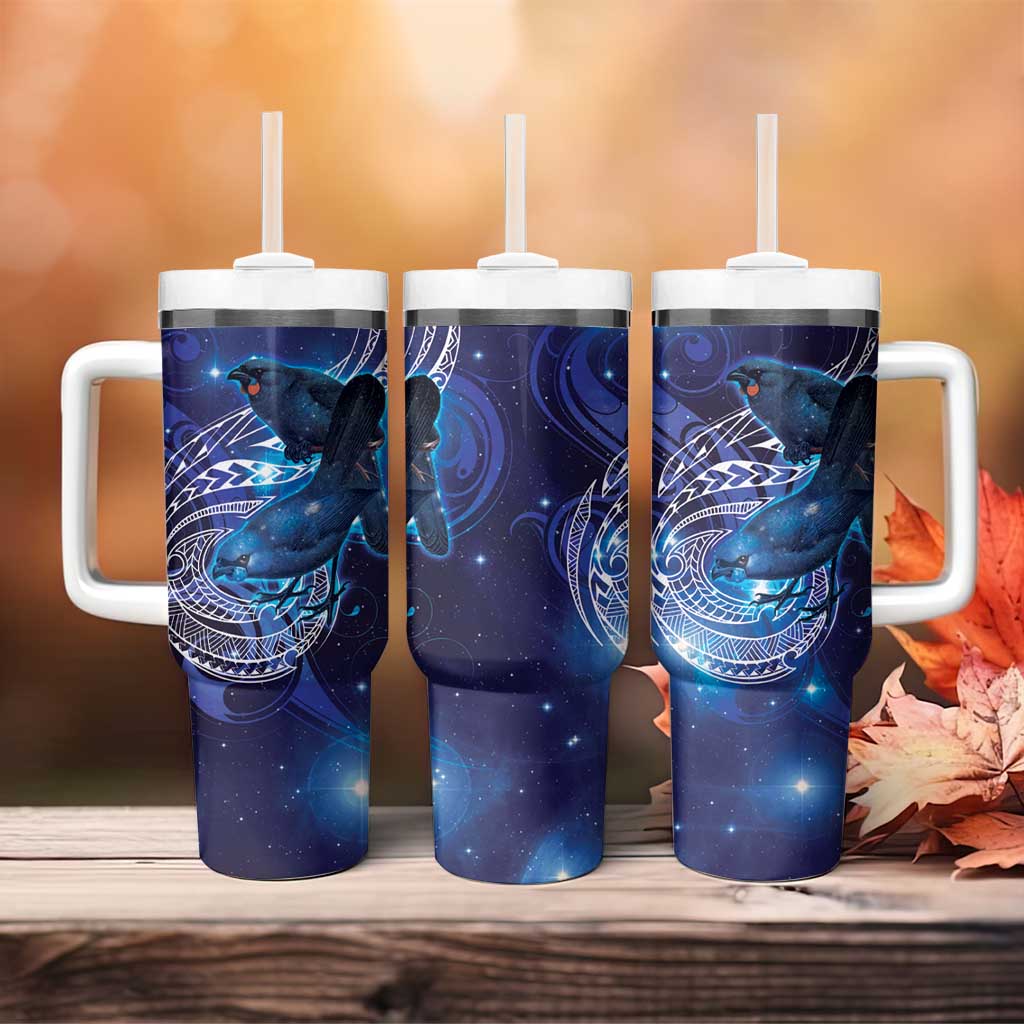 North Island Kokako and South Island Kokako Tumbler With Handle New Zealand Native Bird with Galaxy Vibe LT9 - Polynesian Pride