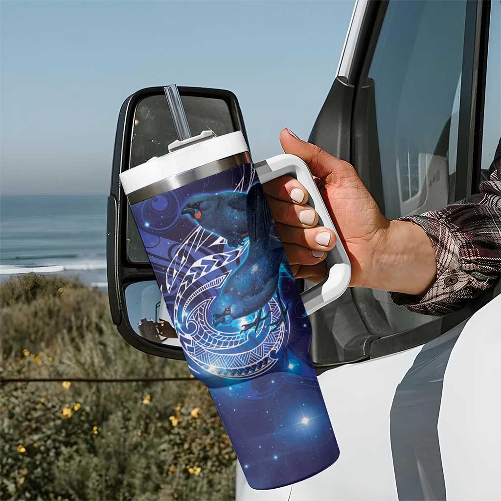 North Island Kokako and South Island Kokako Tumbler With Handle New Zealand Native Bird with Galaxy Vibe LT9 - Polynesian Pride