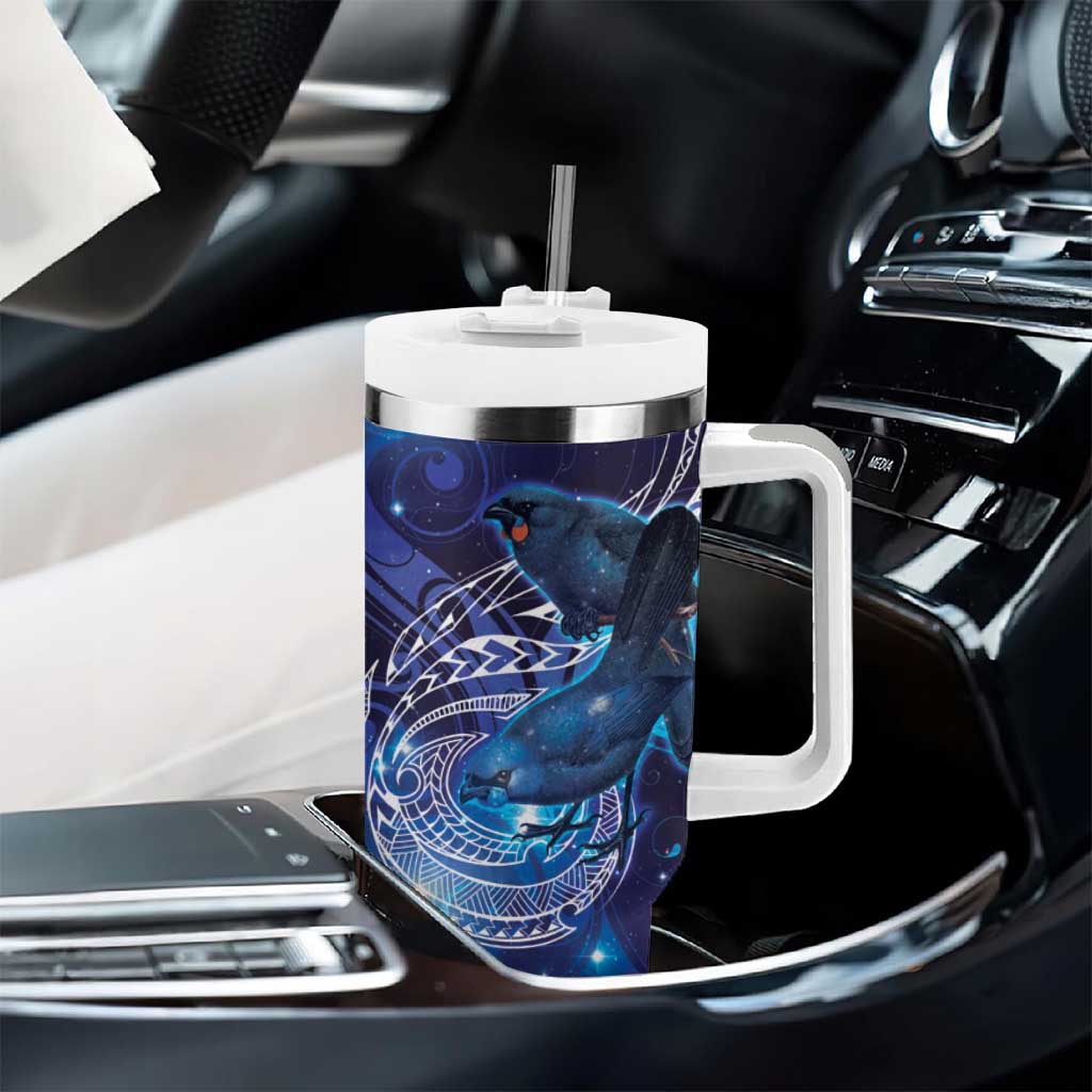 North Island Kokako and South Island Kokako Tumbler With Handle New Zealand Native Bird with Galaxy Vibe LT9 - Polynesian Pride