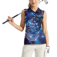 North Island Kokako and South Island Kokako Women Sleeveless Polo Shirt New Zealand Native Bird with Galaxy Vibe LT9 - Polynesian Pride
