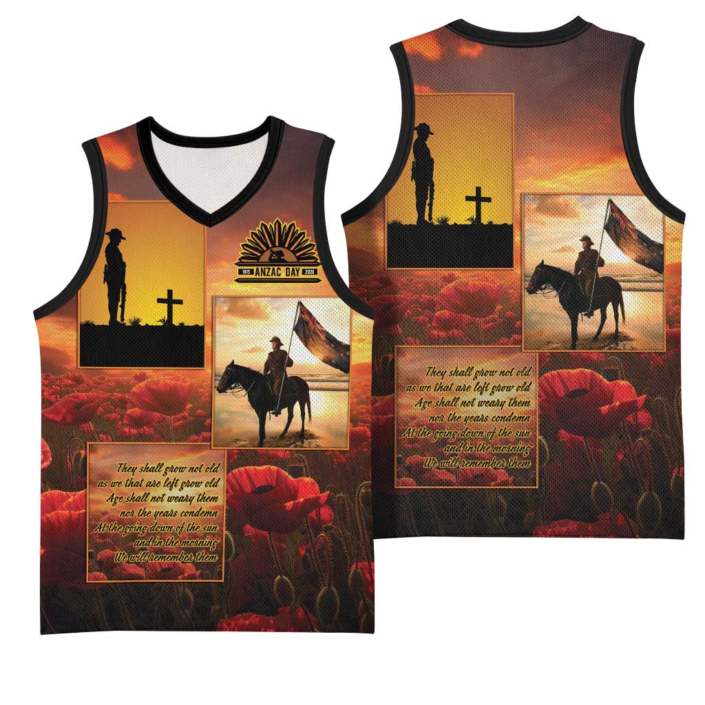 ANZAC Day Film Reel Lest We Forget Basketball Jersey Australia NZ Memorial