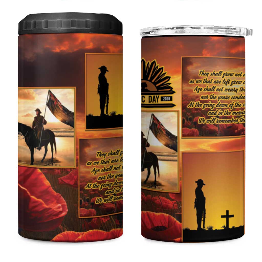 ANZAC Day Film Reel Lest We Forget 4 in 1 Can Cooler Tumbler Australia NZ Memorial LT9 One Size: 16 oz Red - Polynesian Pride