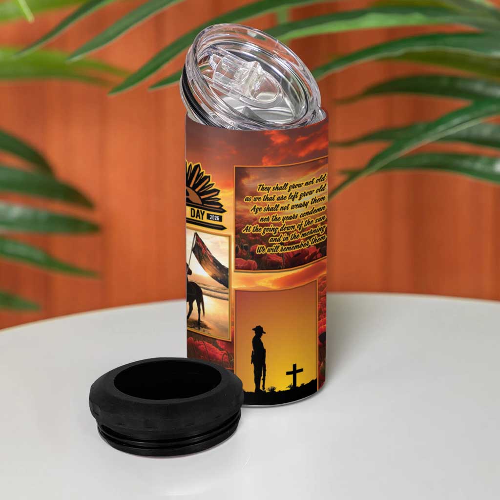 ANZAC Day Film Reel Lest We Forget 4 in 1 Can Cooler Tumbler Australia NZ Memorial LT9 - Polynesian Pride