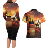 ANZAC Day Film Reel Lest We Forget Couples Matching Long Sleeve Bodycon Dress and Hawaiian Shirt Australia NZ Memorial LT9 - Polynesian Pride