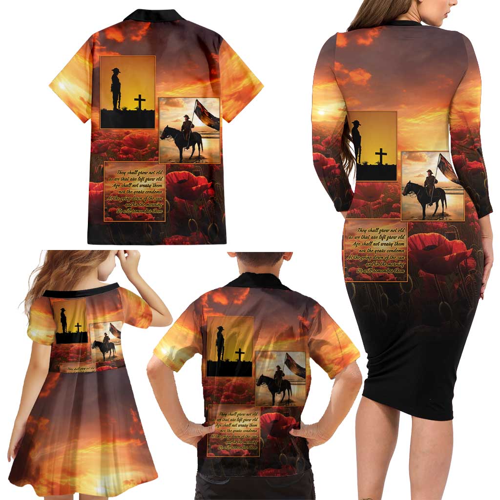 ANZAC Day Film Reel Lest We Forget Family Matching Long Sleeve Bodycon Dress and Hawaiian Shirt Australia NZ Memorial LT9 - Polynesian Pride