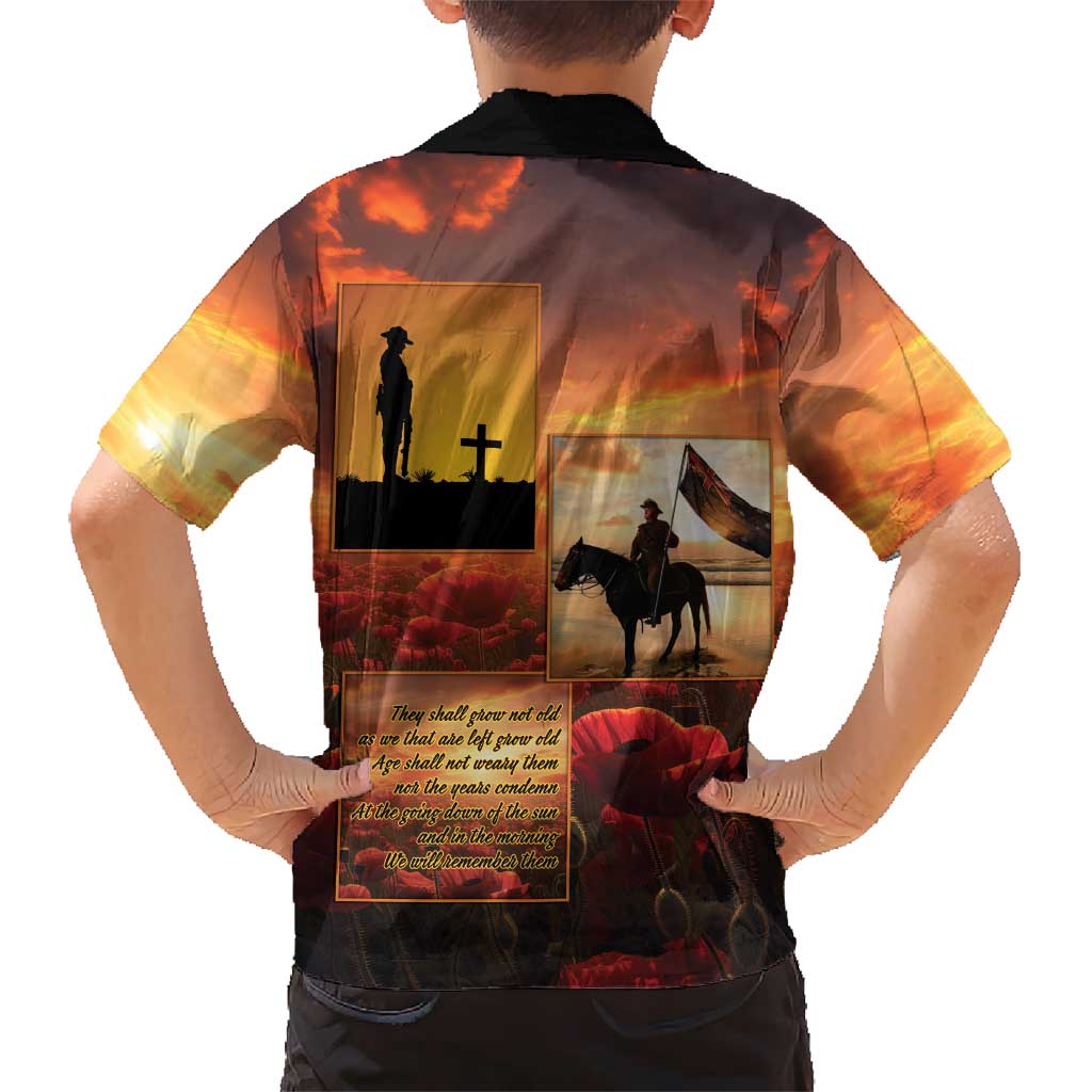ANZAC Day Film Reel Lest We Forget Family Matching Off Shoulder Maxi Dress and Hawaiian Shirt Australia NZ Memorial LT9 - Polynesian Pride