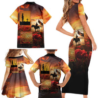 ANZAC Day Film Reel Lest We Forget Family Matching Short Sleeve Bodycon Dress and Hawaiian Shirt Australia NZ Memorial LT9 - Polynesian Pride