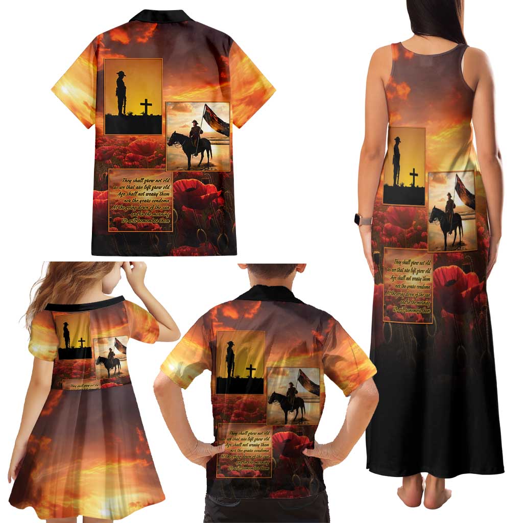 ANZAC Day Film Reel Lest We Forget Family Matching Tank Maxi Dress and Hawaiian Shirt Australia NZ Memorial LT9 - Polynesian Pride