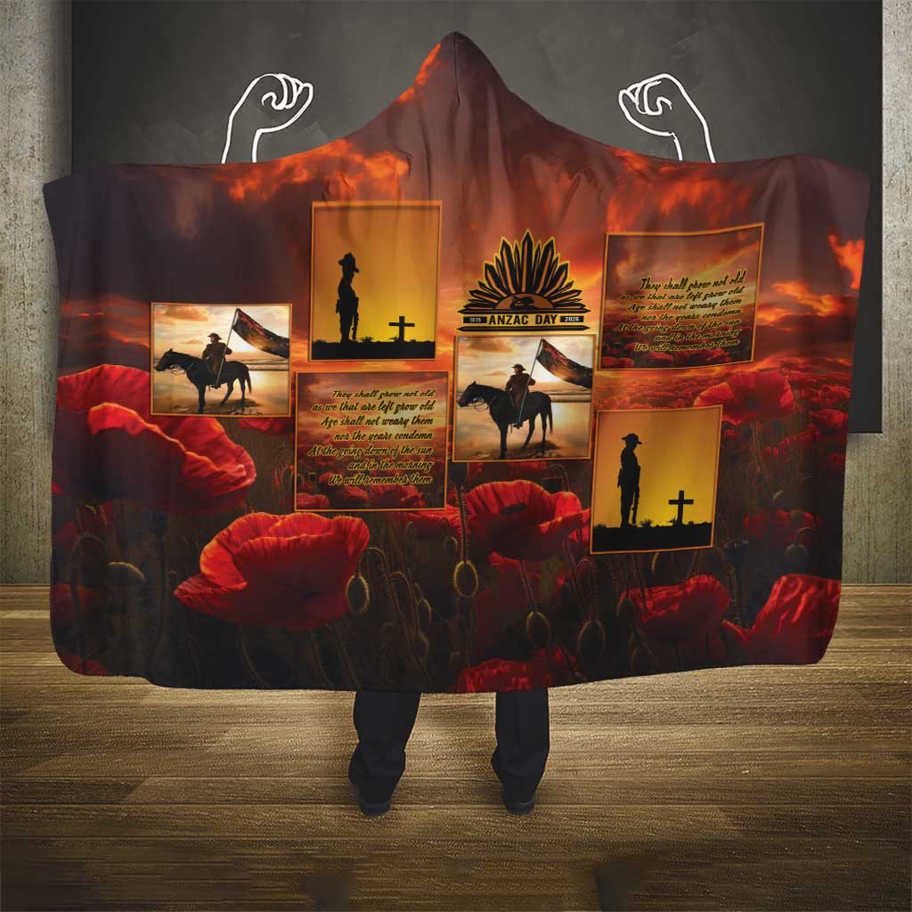 ANZAC Day Film Reel Lest We Forget Hooded Blanket Australia NZ Memorial