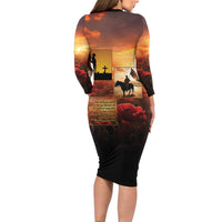ANZAC Day Film Reel Lest We Forget Long Sleeve Bodycon Dress Australia NZ Memorial LT9 - Polynesian Pride