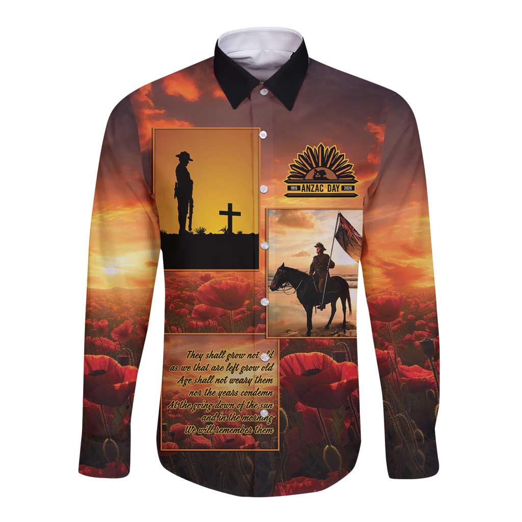 ANZAC Day Film Reel Lest We Forget Long Sleeve Button Shirt Australia NZ Memorial