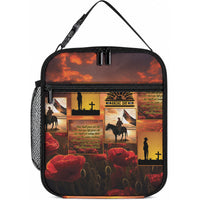 ANZAC Day Film Reel Lest We Forget Lunch Bag Australia NZ Memorial LT9 10.2 × 8.3 × 4.3 inch Red - Polynesian Pride