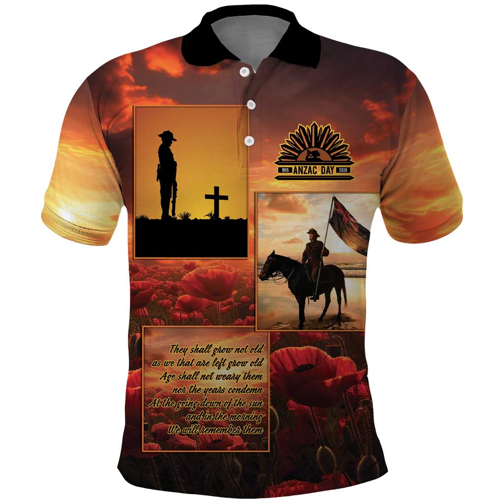 ANZAC Day Film Reel Lest We Forget Polo Shirt Australia NZ Memorial LT9 Red - Polynesian Pride