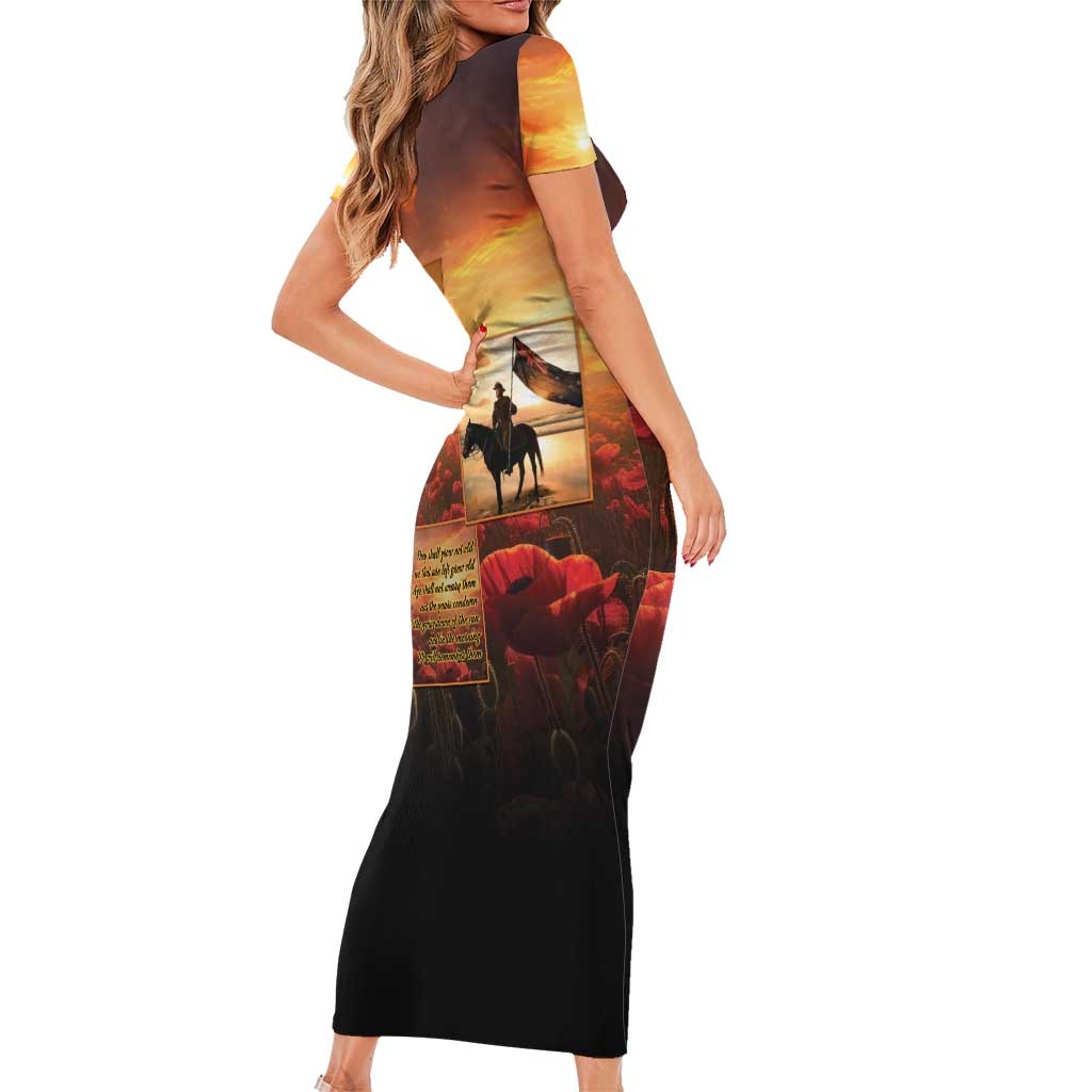 ANZAC Day Film Reel Lest We Forget Short Sleeve Bodycon Dress Australia NZ Memorial LT9 - Polynesian Pride