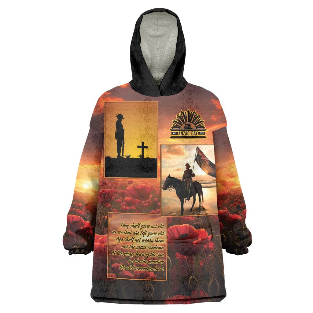 ANZAC Day Film Reel Lest We Forget Wearable Blanket Hoodie Australia NZ Memorial LT9 One Size Red - Polynesian Pride
