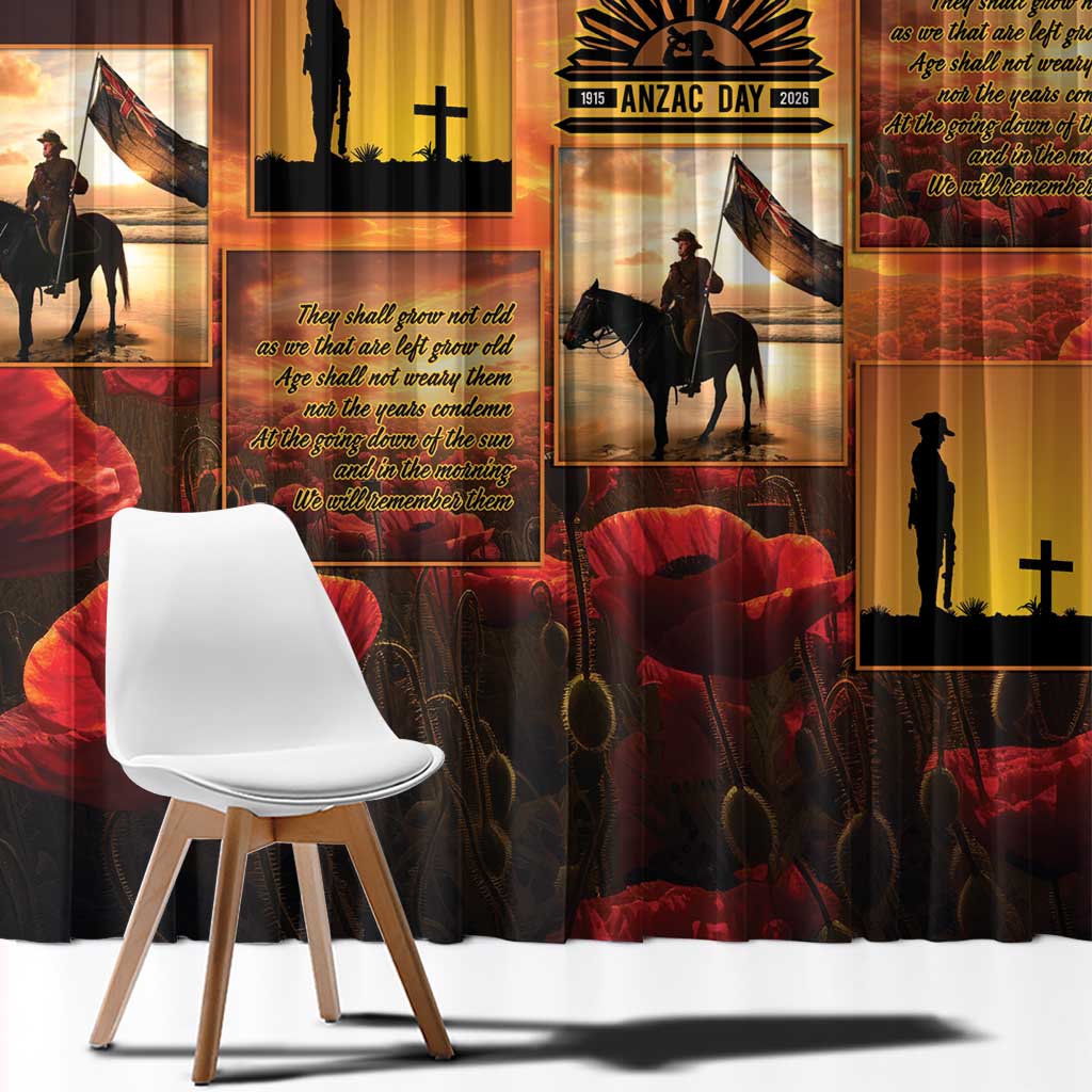ANZAC Day Film Reel Lest We Forget Window Curtain Australia NZ Memorial