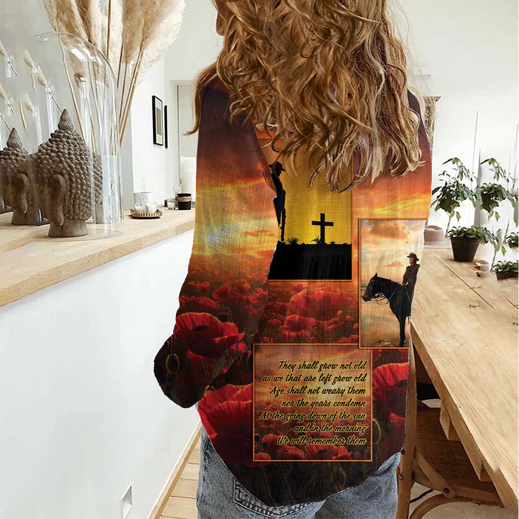 ANZAC Day Film Reel Lest We Forget Women Casual Shirt Australia NZ Memorial LT9 - Polynesian Pride
