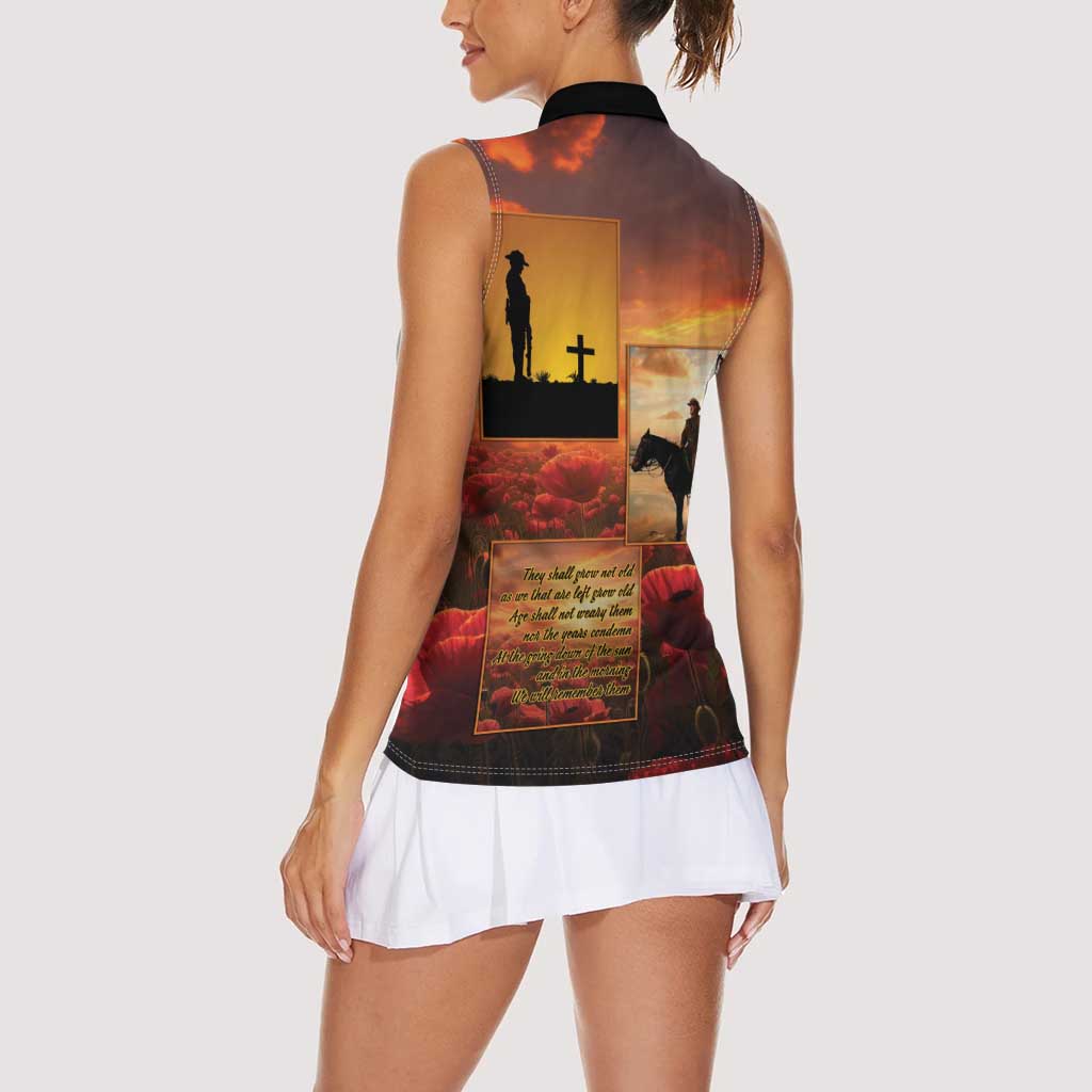 ANZAC Day Film Reel Lest We Forget Women Sleeveless Polo Shirt Australia NZ Memorial LT9 - Polynesian Pride
