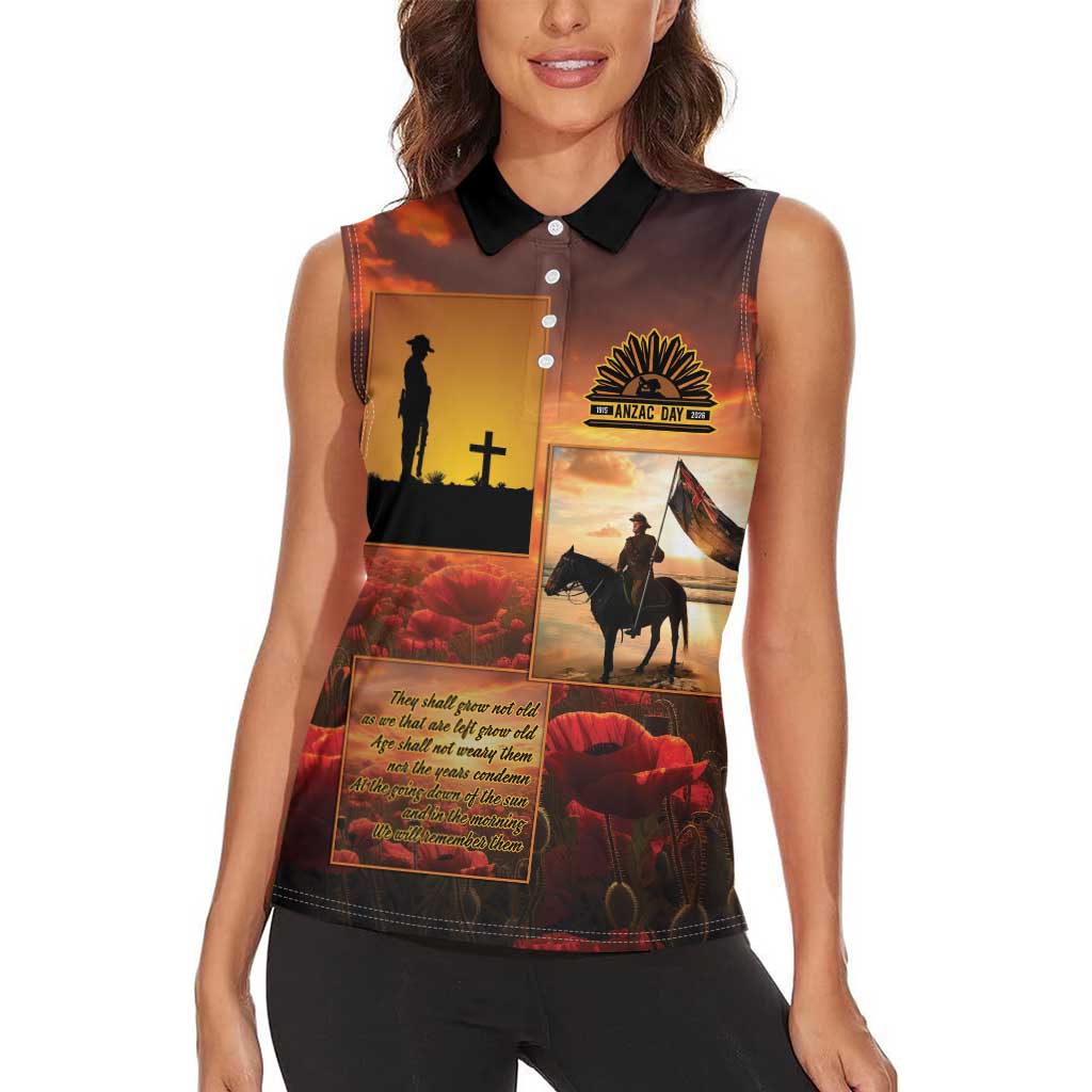 ANZAC Day Film Reel Lest We Forget Women Sleeveless Polo Shirt Australia NZ Memorial LT9 - Polynesian Pride
