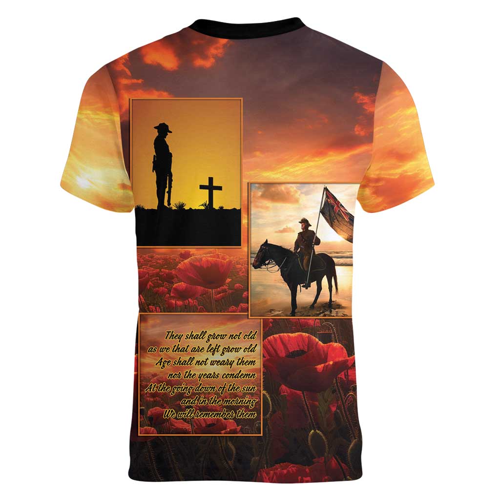 ANZAC Day Film Reel Lest We Forget Women V-Neck T-Shirt Australia NZ Memorial LT9 - Polynesian Pride