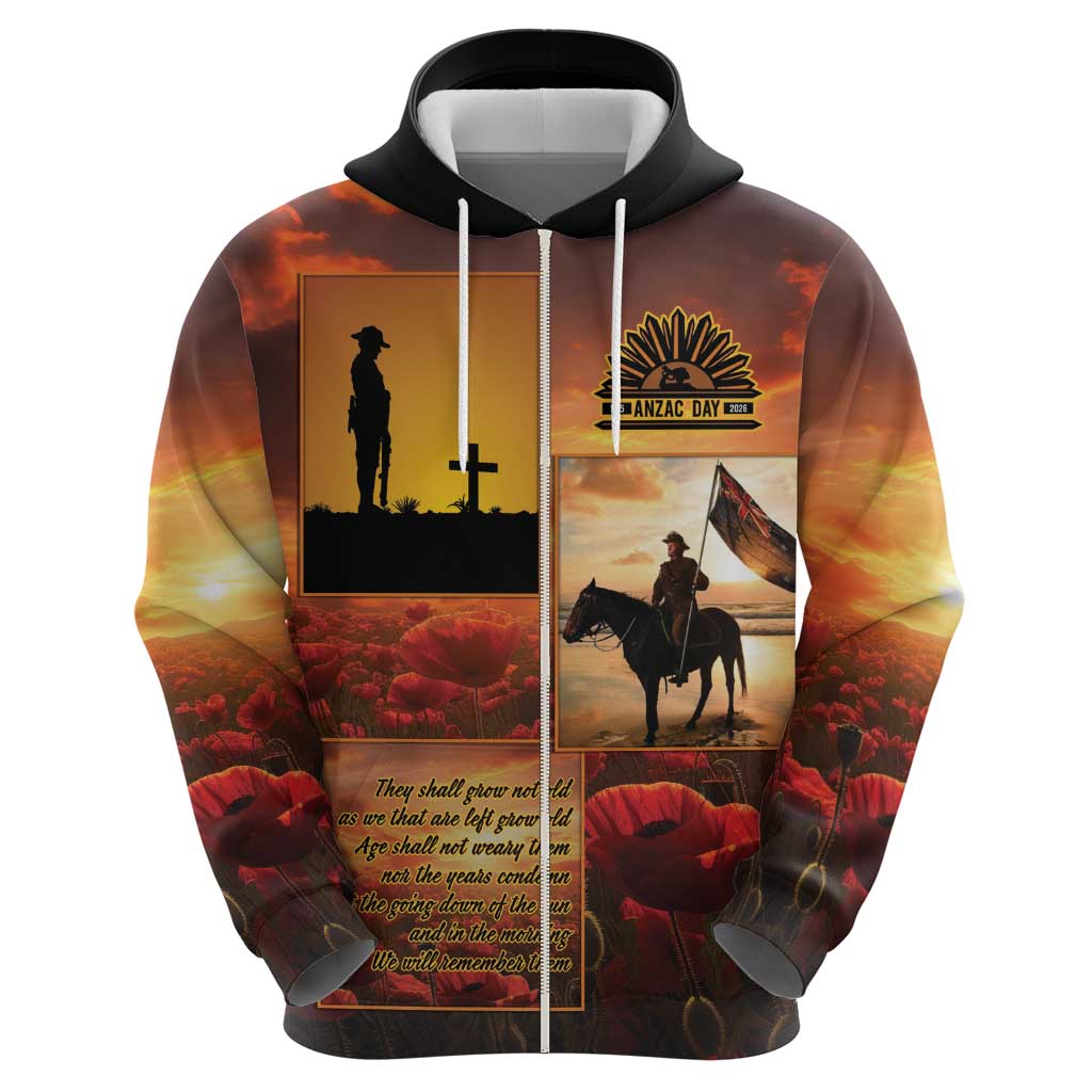 ANZAC Day Film Reel Lest We Forget Zip Hoodie Australia NZ Memorial