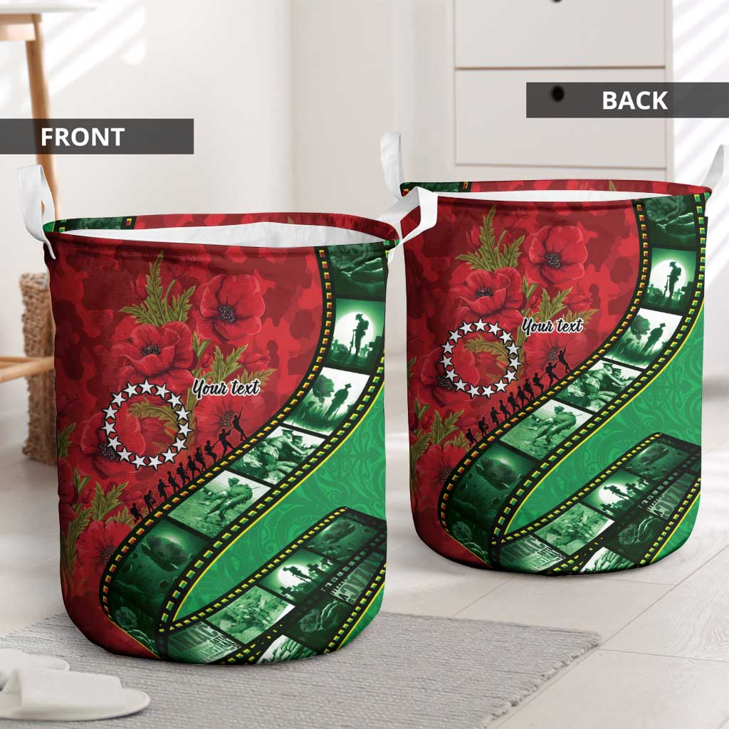 Personalised Cook Islands ANZAC 1915-2026 Filmstrip Laundry Basket Lest We Forget 25 April LT9 - Polynesian Pride