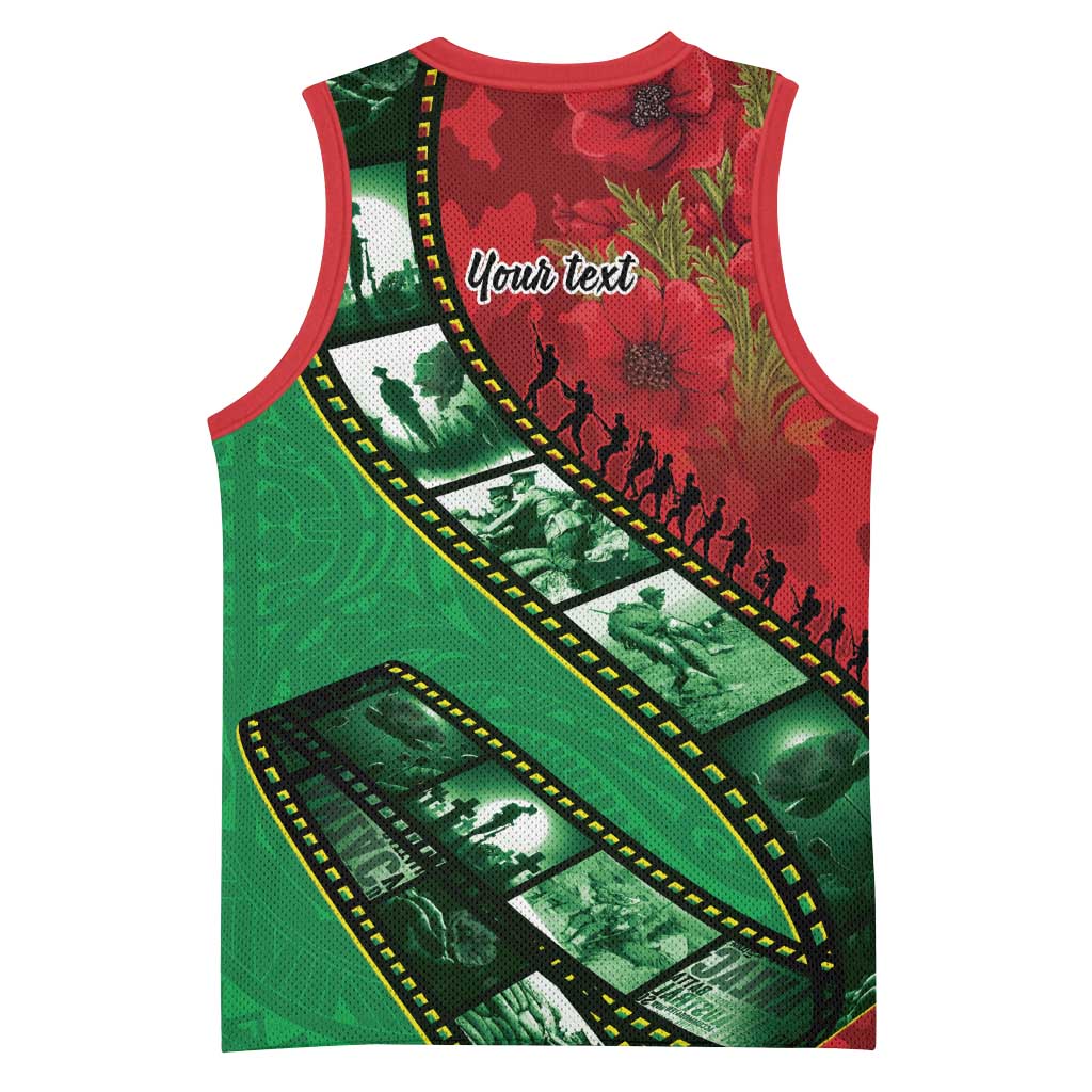 Personalised Cook Islands ANZAC 1915-2026 Filmstrip Basketball Jersey Lest We Forget 25 April LT9 - Polynesian Pride