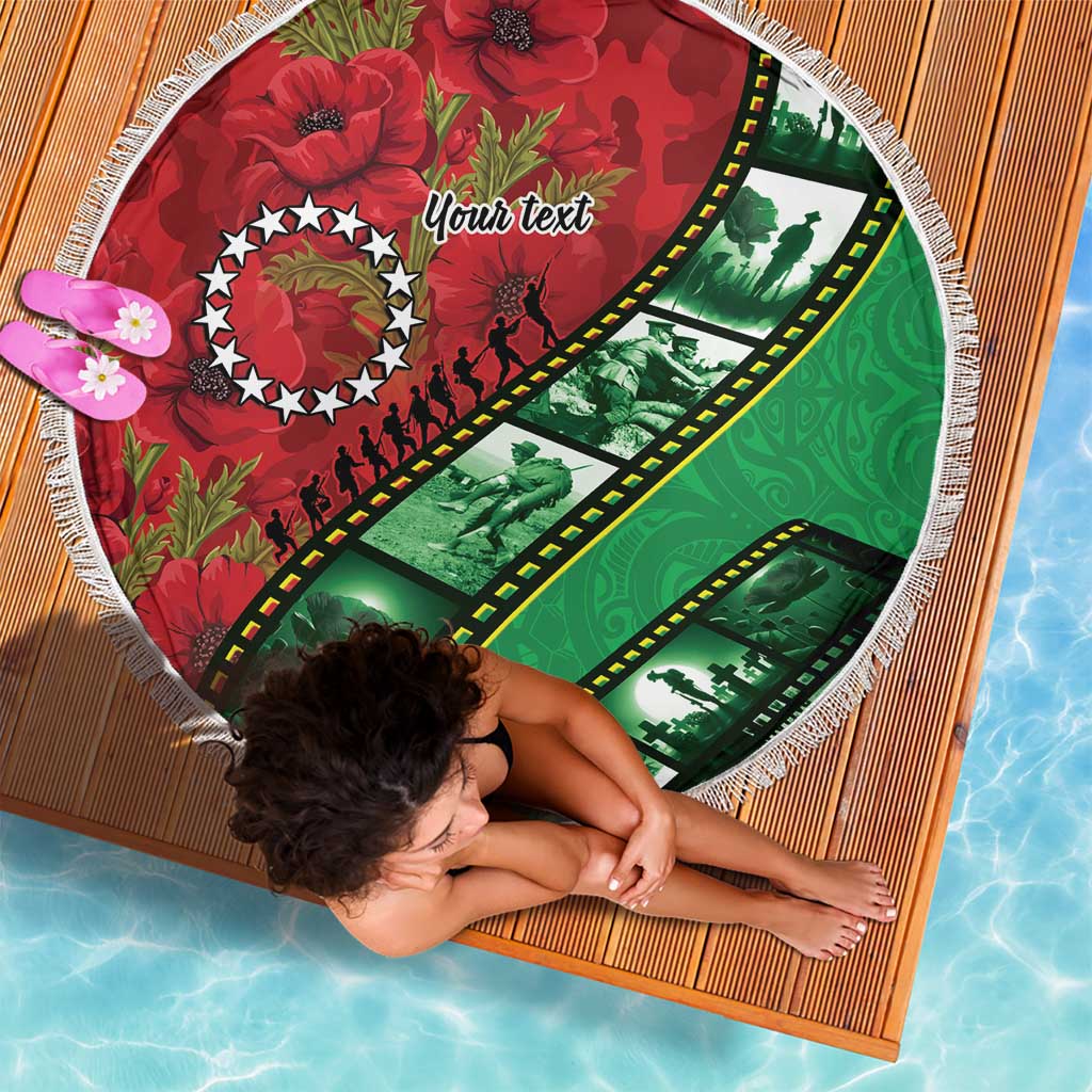 Personalised Cook Islands ANZAC 1915-2026 Filmstrip Beach Blanket Lest We Forget 25 April