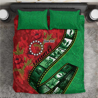 Personalised Cook Islands ANZAC 1915-2026 Filmstrip Bedding Set Lest We Forget 25 April LT9 Green - Polynesian Pride