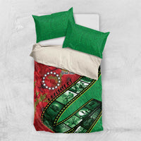 Personalised Cook Islands ANZAC 1915-2026 Filmstrip Bedding Set Lest We Forget 25 April LT9 US Twin 172cm x 218cm Green - Polynesian Pride