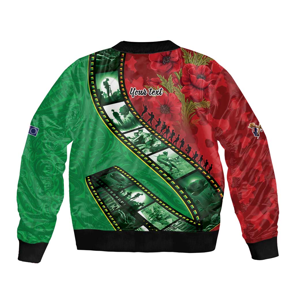 Personalised Cook Islands ANZAC 1915-2026 Filmstrip Bomber Jacket Lest We Forget 25 April