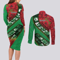 Personalised Cook Islands ANZAC 1915-2026 Filmstrip Couples Matching Long Sleeve Bodycon Dress and Long Sleeve Button Shirt Lest We Forget 25 April LT9 - Polynesian Pride