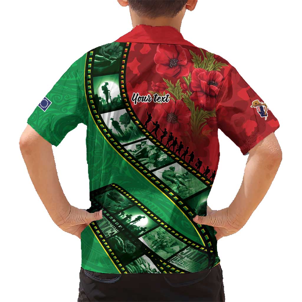 Personalised Cook Islands ANZAC 1915-2026 Filmstrip Family Matching Off Shoulder Maxi Dress and Hawaiian Shirt Lest We Forget 25 April LT9 - Polynesian Pride