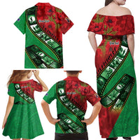 Personalised Cook Islands ANZAC 1915-2026 Filmstrip Family Matching Off Shoulder Maxi Dress and Hawaiian Shirt Lest We Forget 25 April LT9 - Polynesian Pride