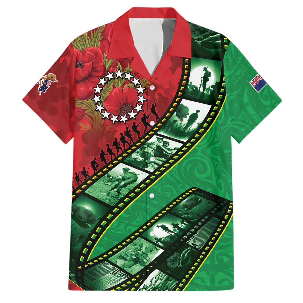 Personalised Cook Islands ANZAC 1915-2026 Filmstrip Family Matching Summer Maxi Dress and Hawaiian Shirt Lest We Forget 25 April LT9 Dad's Shirt - Short Sleeve Green - Polynesian Pride
